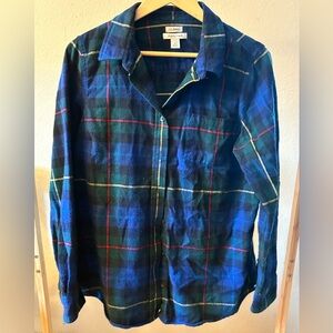 L.L. Bean Slightly Fitted Plaid Shirt | 100% Cotton | Multicolor Blue/Green | L